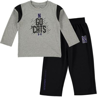 Under Armour Northwestern Wildcats Infant Gray/Black Long Sleeve Performance T-Shirt and Pant Set