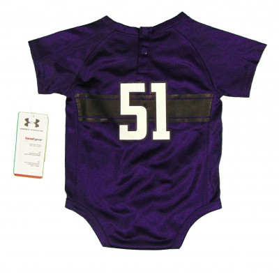 51 Northwestern Wildcats Under Armour Newborn & Infant Bodysuit Replica Performance Jersey Purple 2