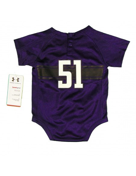 51 Northwestern Wildcats Under Armour Newborn & Infant Bodysuit Replica Performance Jersey Purple