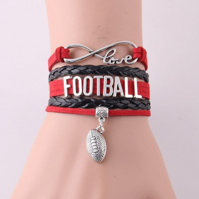 "Love Football" Bransoletka Czerwono-czarna Futbol amerykański sklep