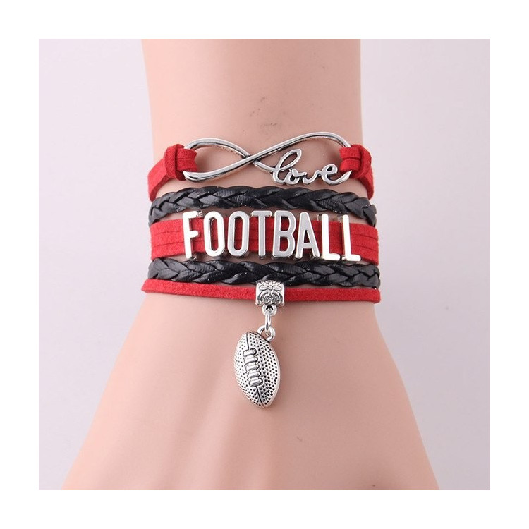 "Love Football" Bracelet Black-red